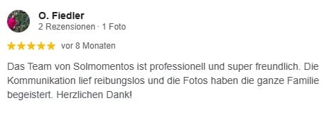 Das Team von Solmomentos ist professionell und super freundlich. Die Kommunikation lief reibungslos und die Fotos haben die ganze Familie begeistert. Herzlichen Dank!